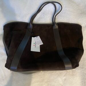 Elegant Brown Suede Tote Bag
